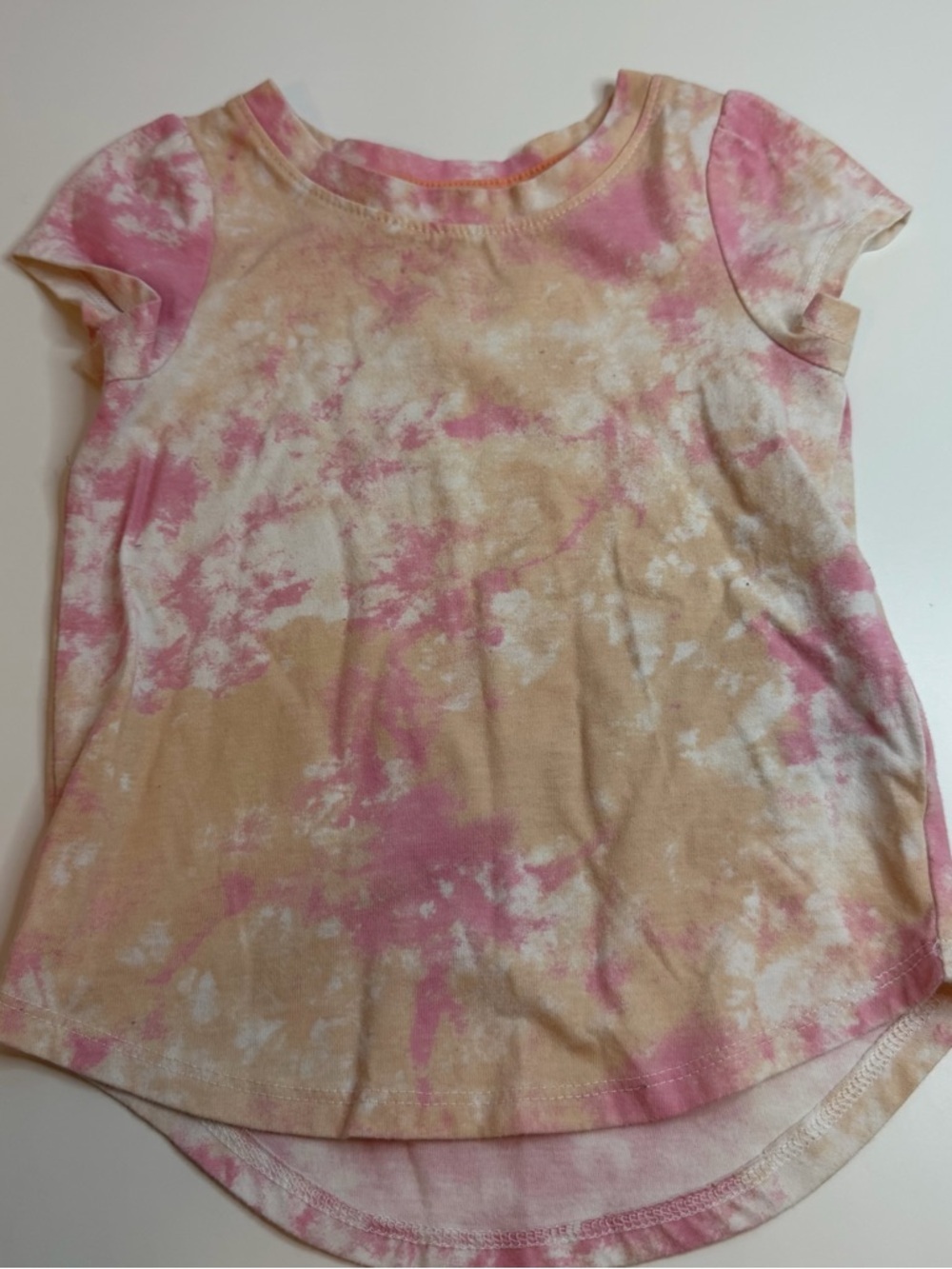 Cat & Jack Pink and Tan Tie-Dye Short Sleeve Tee